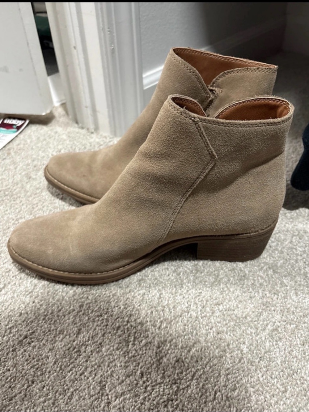 White Mountain Taupe Suede Ankle Booties